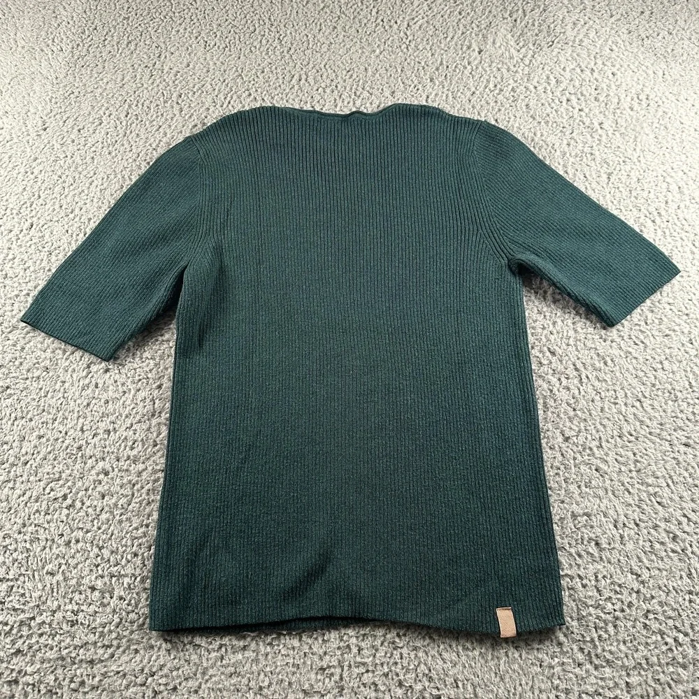 Lunya Pajama Top Womens XL‎ Green Ribbed Knit Short Sleeve Sleep Shirt Lounge